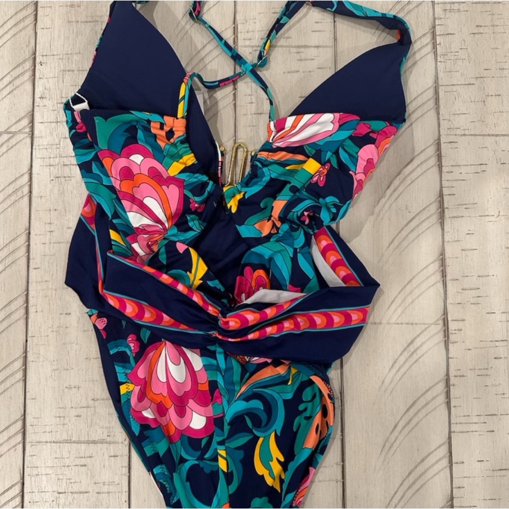 TRINA TURK BELTED PLUNGE ONE PIECE SIZE 10 NWT - Picture 2 of 6